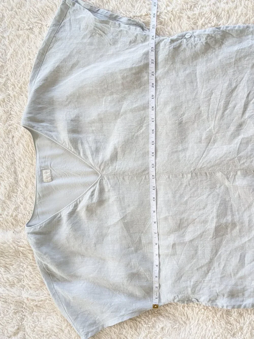 Organic Gray Linen POETRY Boxy Top Short Sleeve | Size 10 | Fully Lined - Picture 12 of 13
